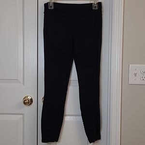 Adrienne Vittadini Black Moto Leggings Size 6